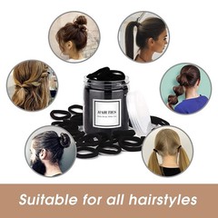 iFwevs 50PCS Black Hair Ties,Cotton Seamless Ponytail Holders,No Damage Elastics