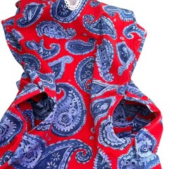 Ana Clare Paisley Shift Short Dress Size L Red Lace Trim Coastal Resort wear