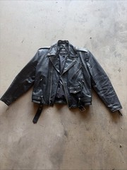vintage 1990s jacket WILSONS motorcycle jacket L black 44 belted BIKER mad max