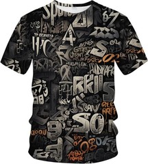Men’s Artist Street Letter Graffiti Markers T-Shirt Shirts 3D Printing Graffiti