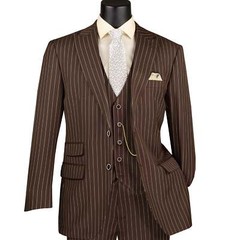 VINCI Men’s Gangster Stripe 3-Piece Suit 38S-62L, 3 Colors, Classic-Fit – NEW
