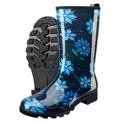 HISEA Women’s Printed Rain Boots Mid-Calf Waterproof Garden Boots Glossy Wellies