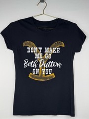Women’s Black Graphic Tee with Gold Accent – Beth Dutton Design
