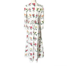 Gal Meets Glam Tabitha Floral Cotton Maxi Dress White Pink V-Neck Pockets Size 6