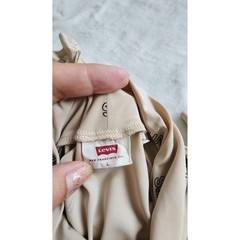 Y2K Levis Womens Tan All Over Logo Print Mock Neck Capsule Long Sleeve Top L