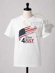 White 4th of July USA Patriotic Graphic Print Crew Neck Short Sleeve T-Shirt L