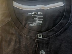 NWT Kenneth Cole Men’s Slim Fit Techni-Cole Stretch 3 Button T Shirt Black Large