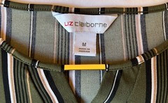liz claiborne top medium striped blouse army green