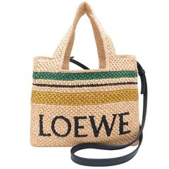 LOEWE Tote Bag Font Stripe Medium 2Way A685B61X04 Raffia Natural /352752