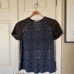 Rebecca Taylor Top Short Sleeve Snakeskin Print Semi-Sheer Tee Women’s Medium