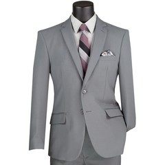 LUCCI Men’s Medium Gray 2-Button Slim-Fit Poplin Polyester Suit NEW