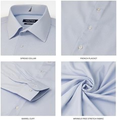 Nautica Slim Fit Mens Dress Shirts Long Performance Fabric Wrinkle Free 4Way