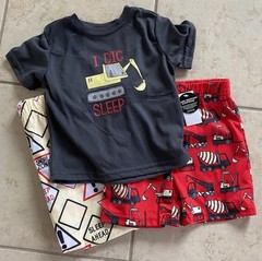 Joe Boxer Baby Boy Size 2T 3 Piece I Dig Sleep Pajama Set Trucks NWT