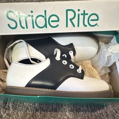 Stride Rite Kids Oxford Dress Shoes 10 Black/White Leather Lace-Up