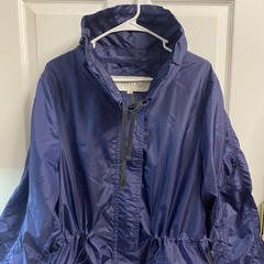 Coach Womens Windbreaker Jacket Anorak Nylon/Poly Navy Blue Full-zip Coat L