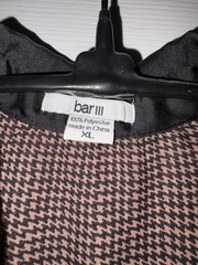 bar III Women’s XL Black/Pink Houndstooth Collared Button-Front Satin Blouse