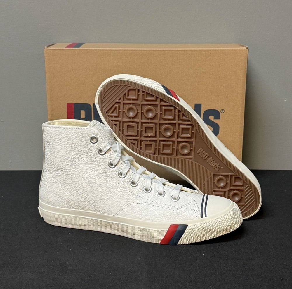 Pro-Keds Royal Men’s size 10 Hi Lace Up White Leather Canvas Shoes Sneaker