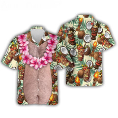Funny Big Belly Hawaiian Shirts Funny Vacation Mens Shirts Button Tropical Beach