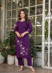 Women’ s Viscose Rayon Embroidery Kurta with Pant & Dupatta
