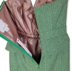 NWT Aryan K. Strapless Green Tweed Dress Size Small
