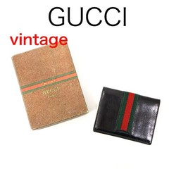 H6975g Gucci bifold bill compartment card case vintage with box