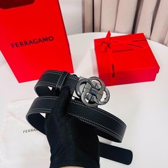 NWT Authentic Ferragamo Belt Gunmetal Buckle width 3.5cm/1.37inch Reversible