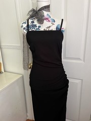 Black Maxi Zara Dress W/ Open Side Slit & Adjustable Side Slip Straps (size xs)