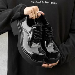 Men’s Women’s Round Toe Patent Leather Office Shoes Platform Mary Janes Oxfords