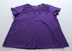 Collections Etc Women’s Lace Design Trimmed Cotton Knit Top JL3 Purple Large