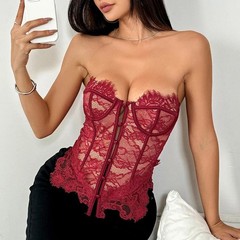 Lace Strapless Corset Style Camisole Shirt Club Wear Shapewear in Various Colors