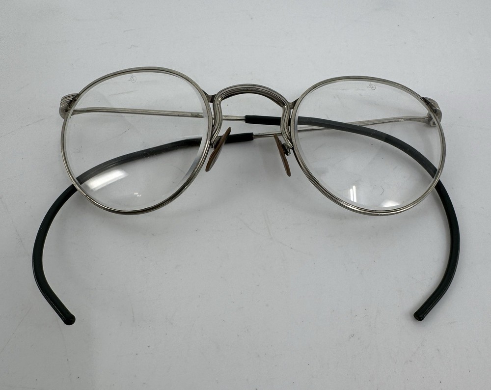 Vintage American Optical Ful-Vue USA White 12K GF Cable Glasses 23mm Bridge