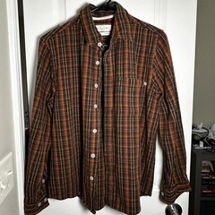 Purnell Workwear Men’s Med Pocketed Plaid Flannel Shirt Button Down Brown