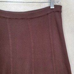 Vtg 90s Gardy Womens Skirt Size L Brown Rib Knit Pull On Slit Unique Midi A Line