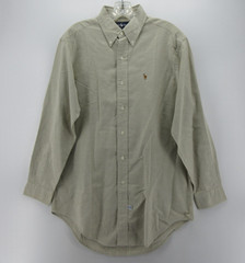 VINTAGE Ralph Lauren Shirt Men 15 1/2 Beige Oxford Cloth OCBD Flesh Pony Preppy