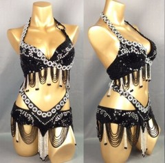 Beaded Samba Belly Dance Costume EDC Party Carnival Outfit (Bra Belt) 8 Colors