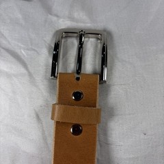 Natural Horween Chromexcel Handmade Leather Belt 1.5 Inch Raw Edge Silver Buckle
