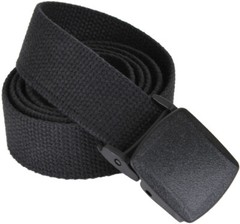 Black Military Cotton Web Travel Belt with Black Plastic Buckle 54″ Long
