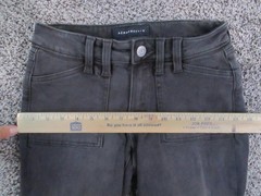 Aeropostale Jeans Womens 000 Black Mid Rise Kick Crop Raw Hem Flap Pockets 24×23