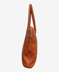 Longchamp Orange Leather Tote Bag Zip Top Large Handbag W 15.7 in Authentic