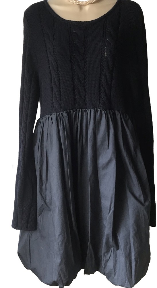 NWT CABBAGES and ROSES Wool Alpaca Mix Top & Ballon Skirt Dress 12/14 Navy Blue