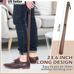 muso wood Wooden Shoe Horn, Walnut Horn Long 23.6 x 1.37 inch,