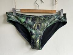 Fat Face Bikini Bottoms Size 12 Palm Print Black Green Khaki Holiday Beach