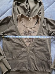 Deha Brown Tan Layered Ribbed Dance Hoodie Size M/S Made In Italy