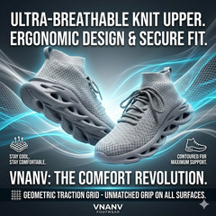 Men’s Running Shoes Breathable Knit Walking Sneakers Comfort Blade Sole
