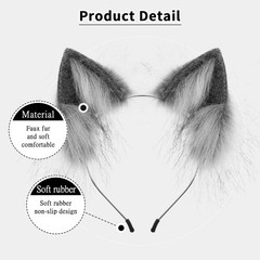 Handmade Faux Fur Animal Ears Headband Furry Cat Fox Ear Hairhoop Headwear
