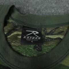 VTG Rothco Shirt Mens Large Green Woodland Camo Crewneck Military Made USA Tee