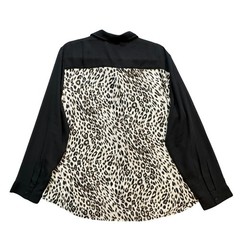 Chico’s Leopard Print Button Down Sheer Blouse Black Long Sleeve Women’s XL (3)