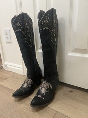 Old Gringo Bridgette Tall Women’s Black Leather Knee High Western Boots 9