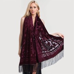 Velvet Tassel Scarf Ethnic Style Long Shawl Wrap Women Qipao Cape Warm Cover