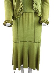 I.C. COLLECTION USA Women’s S Avocado Green Ruffled Jacket Tank Top Skirt Set